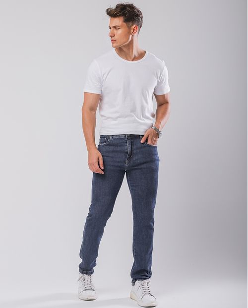 Calça Jeans Slim Fit Masculina Detalhes Puídos 23803 Escura