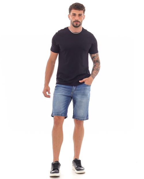 Bermuda Jeans Masculina com Detalhes Nos Bolsos 23450 Média