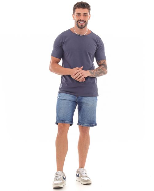 Bermuda Jeans Masculina com Detalhe de Costura Nos Bolsos 23449 Escura