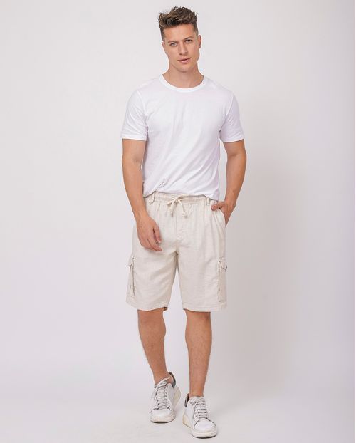 Bermuda Linho Cargo Masculina com Cordão 23769 Linho