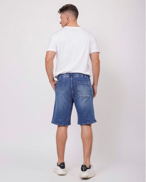 Bermuda Jeans Masculina Cós de Elastico 23854 Médio/escuro