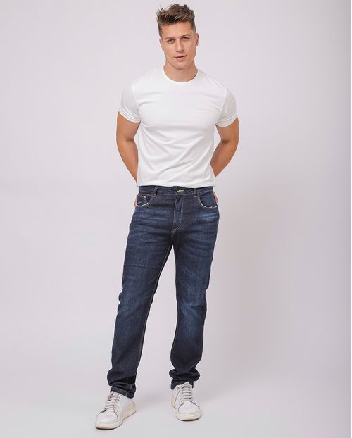 Calça Jeans Slim Fit Masculina Detalhes Puídos 23851 Amaciado