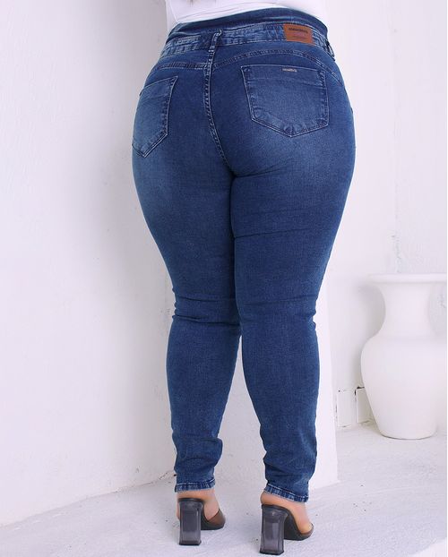 Calça Jeans Rope Plus Size Feminina Cintura Alta com Cordão 23890 Escura