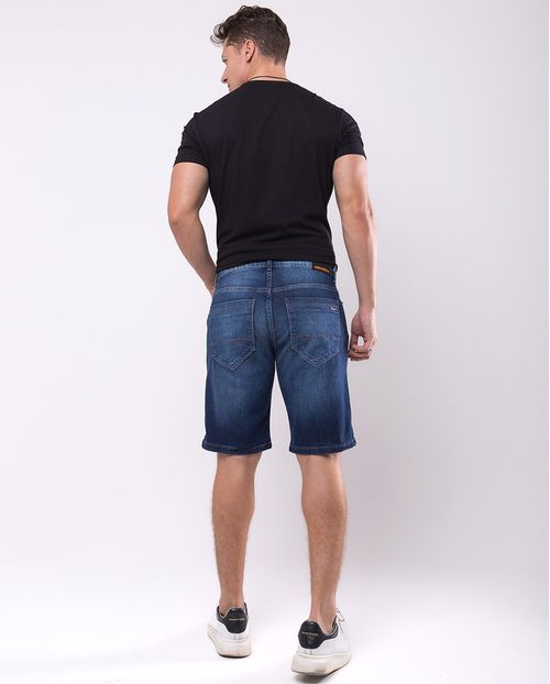 Bermuda Jeans Masculina com Elastano Básica 23923 Escura
