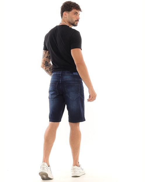 Bermuda Jeans Masculina com Elastano Detalhe Bolso 23579 Escura