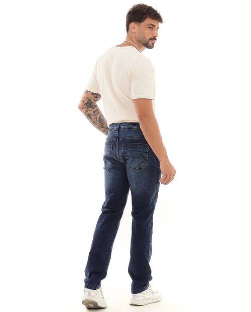 Calça Jeans Slim Fit Masculina com Elastano Básica 23578 Escura