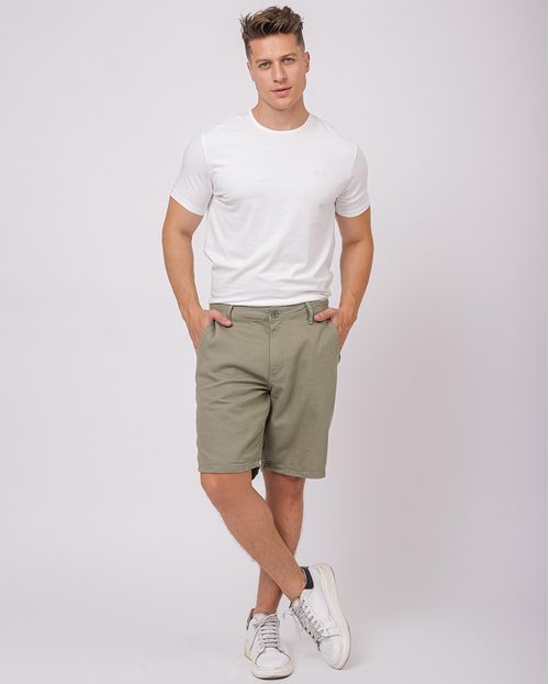 Bermuda Sarja Masculina Chino Básica 24184 Verde Oliva
