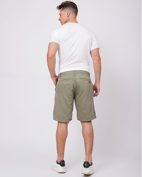 Bermuda Sarja Masculina Chino Básica 24184 Verde Oliva