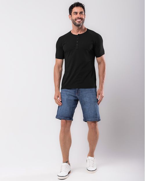 Bermuda Jeans Masculina Slim Fit com Elastano 24213 Escura