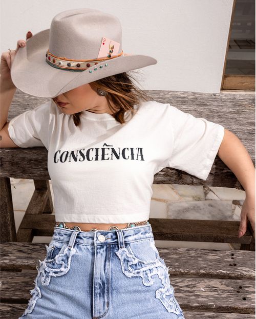 Cropped Feminino Consciência Ana Castela 90553 Off White