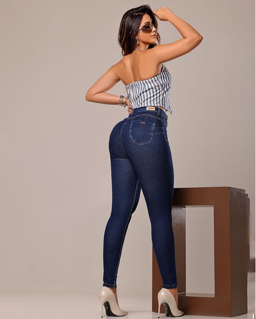 Calça Jeans Skinny Extreme Power Feminina Cintura Alta Básica 00507 Amaciado com Used