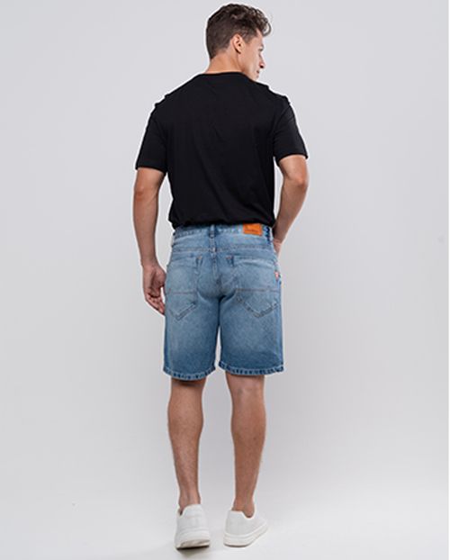 Bermuda Jeans Slim Fit Masculina Básica Algodão 24230 Média