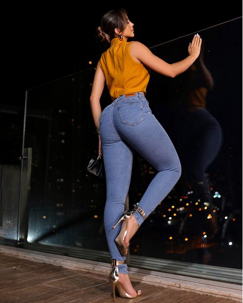 Calça Jeans Skinny Extreme Power Feminina Cintura Alta Básica 00507 Sky Claro