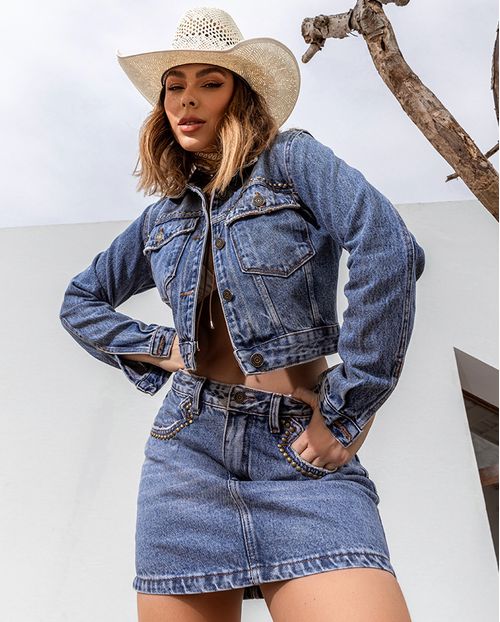 Jaqueta Jeans Feminina Cropped 24413 Sujinha