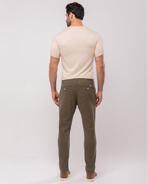 Calça Masculina Chino Cano Curto 11001 Verde Oliva