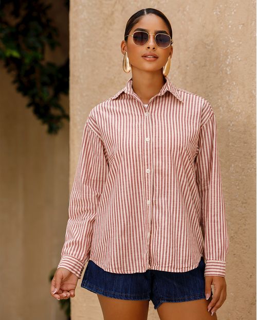 Camisa Sarja Feminina Listrada 24420 Listrado Vinho