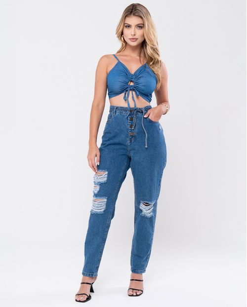 Calça Mom Fit Algodão 20917 Unica
