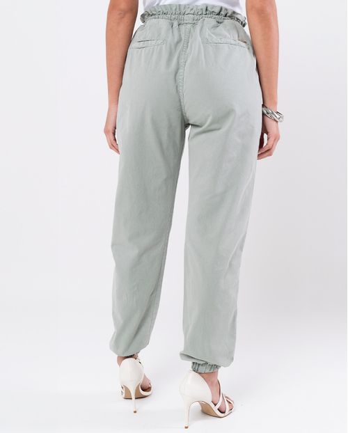Calça Sarja Jogger Feminina Cintura Média Cargo 23824 Verde Oliva