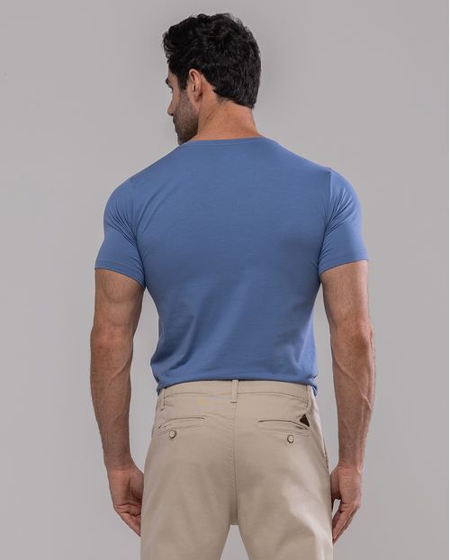 Camiseta de Algodão Egípcio Masculina Básica 80083 Azul