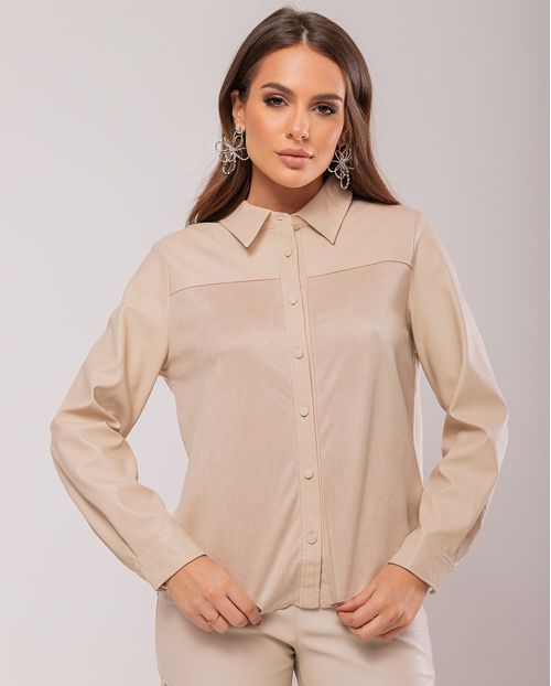 Camisa Feminina Suede  90544 Bege