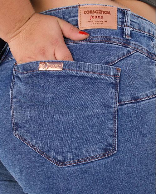 Calça Jeans Feminina Skinny Plus Size Cintura Alta 21893 Escura