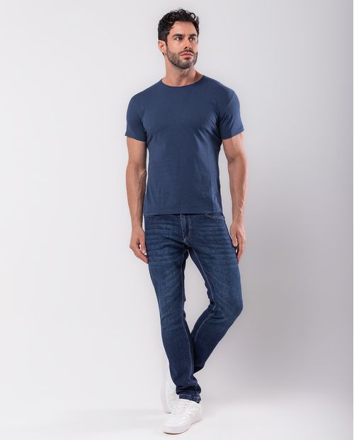 Calça Jeans Slim Fit Masculina com Bolso Relógio 23049 Escura