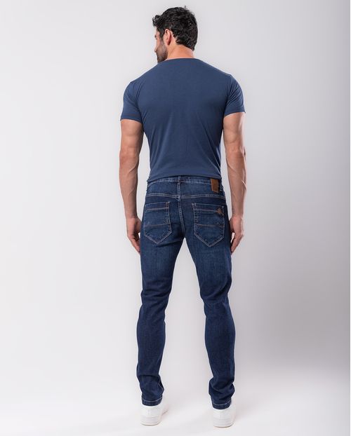 Calça Jeans Slim Fit Masculina com Bolso Relógio 23049 Escura