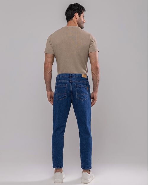 Calça Jeans Slim Fit Masculina Premium Cano Curto 24567 Escura