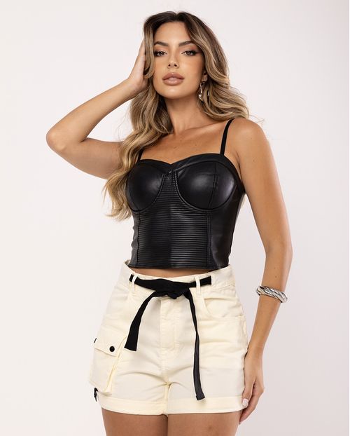 Shorts Feminino com Cinto Preto 21392 Off White