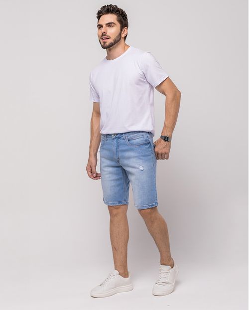 Bermuda Jeans Masculina com Detalhe No Bolso Relógio 24549 Clara