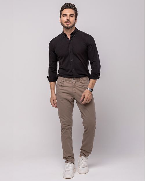 Calça Sarja Masculina Slim Fit Básica 22191 Caqui