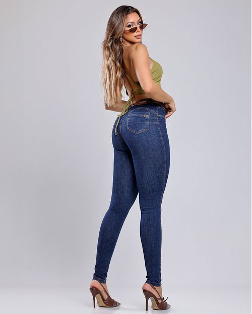 Calça Jeans Skinny Hot Feminina Cós Revel Cintura Alta 24471 Escura