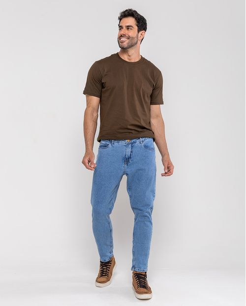 Calça Jeans Slim Fit Masculina Premium Cano Curto 24567 Sky Médio
