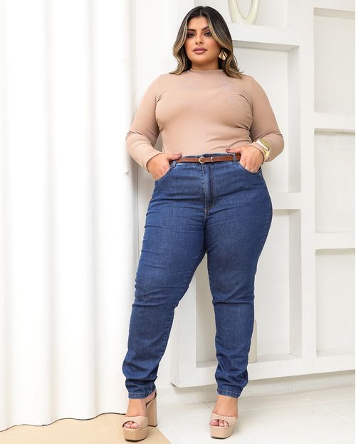 Calça Jeans Skinny Feminina Inter Plus Size Cós Revel 24557 Escura