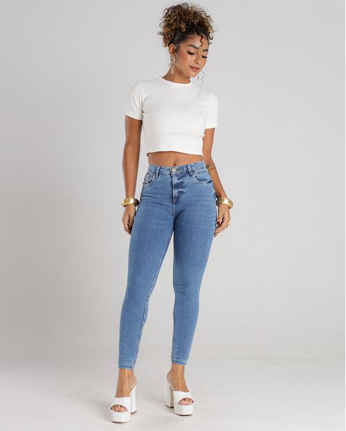 Calça Jeans Skinny Bielastico Extreme Power Feminina Cintura Média Básica 23397 Média