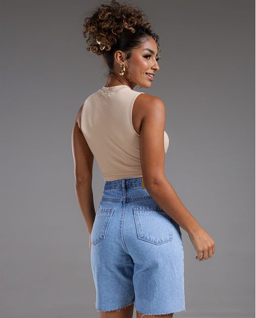 Bermuda Jeans Jorts Feminino Cintura Média Barra No Fio 23572 Média