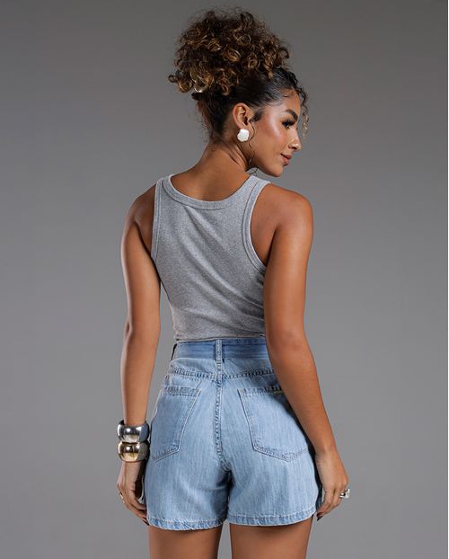 Shorts Jeans Mom Feminino com Fivela de Pérola 24427 Clara