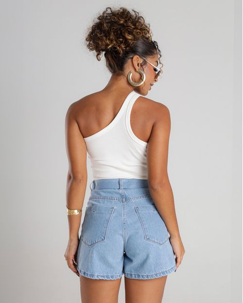 Shorts Jeans Mom Feminino com Cinto Cintura Alta 71101 Clara
