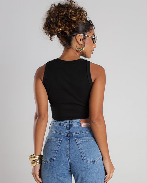 Calça Jeans Straight Feminina Cintura Alta com Bordado 24316 Clara