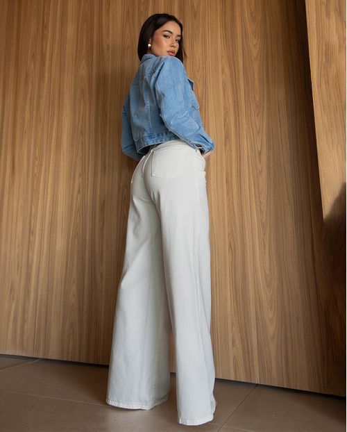 Calça Viscose Wide Leg Feminina Relaxed 24720 Off White