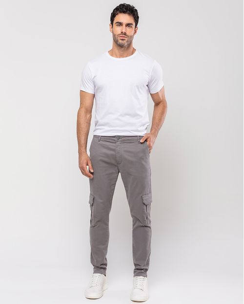 Calça Sarja Cargo Masculina Premium Cargo 24634 Cinza