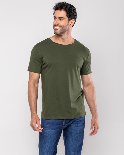 Camiseta de Algodão Egípcio Masculina Básica 80083 Verde