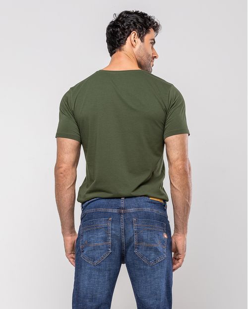 Camiseta de Algodão Egípcio Masculina Básica 80083 Verde