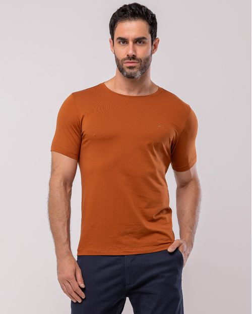 Camiseta de Algodão Egípcio Masculina Básica 80083 Marrom
