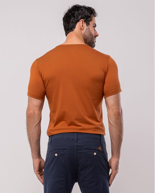 Camiseta de Algodão Egípcio Masculina Básica 80083 Marrom