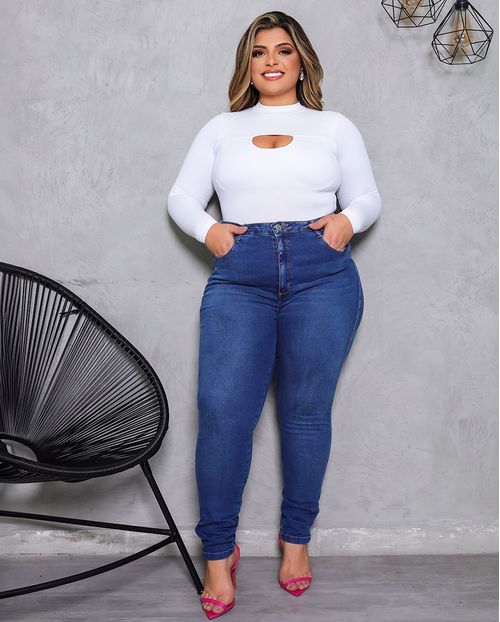 Calça Jeans Skinny Feminina Plus Size 24796 Média