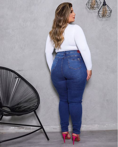 Calça Jeans Skinny Feminina Plus Size 24796 Média