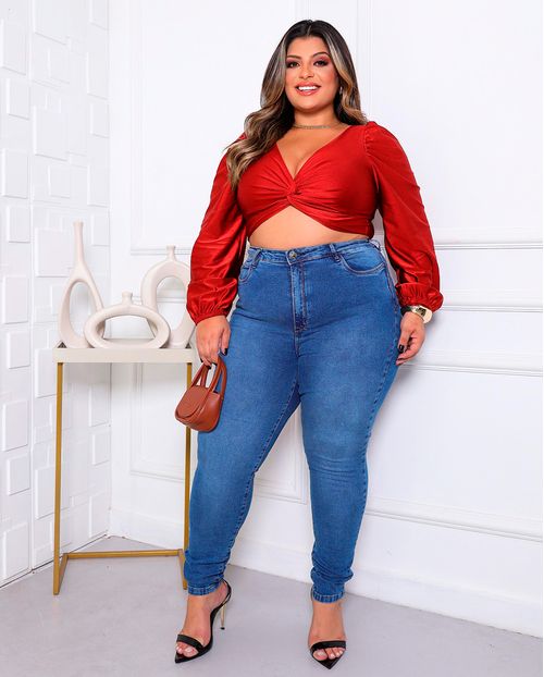 Calça Jeans Skinny Feminina Plus Size 24797 Sky