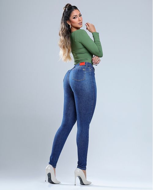 Calça Jeans Skinny Hot Feminina Cintura Alta 24909 Escura