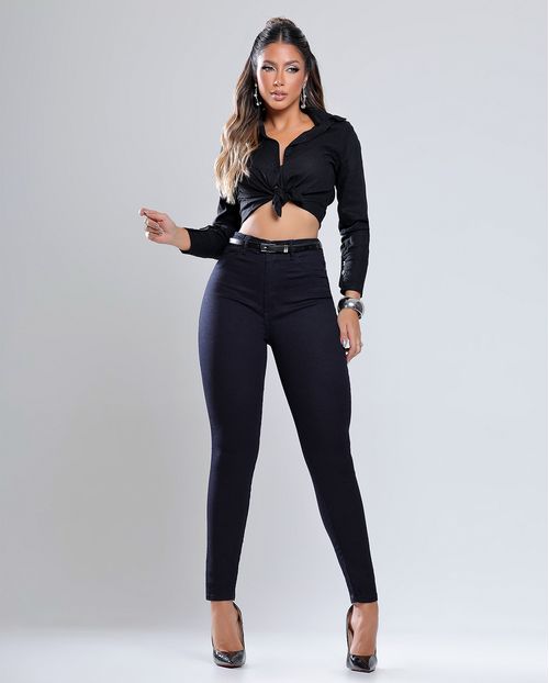 Calça Jeans Skinny Hot Feminina Cintura Alta 24815 Preto